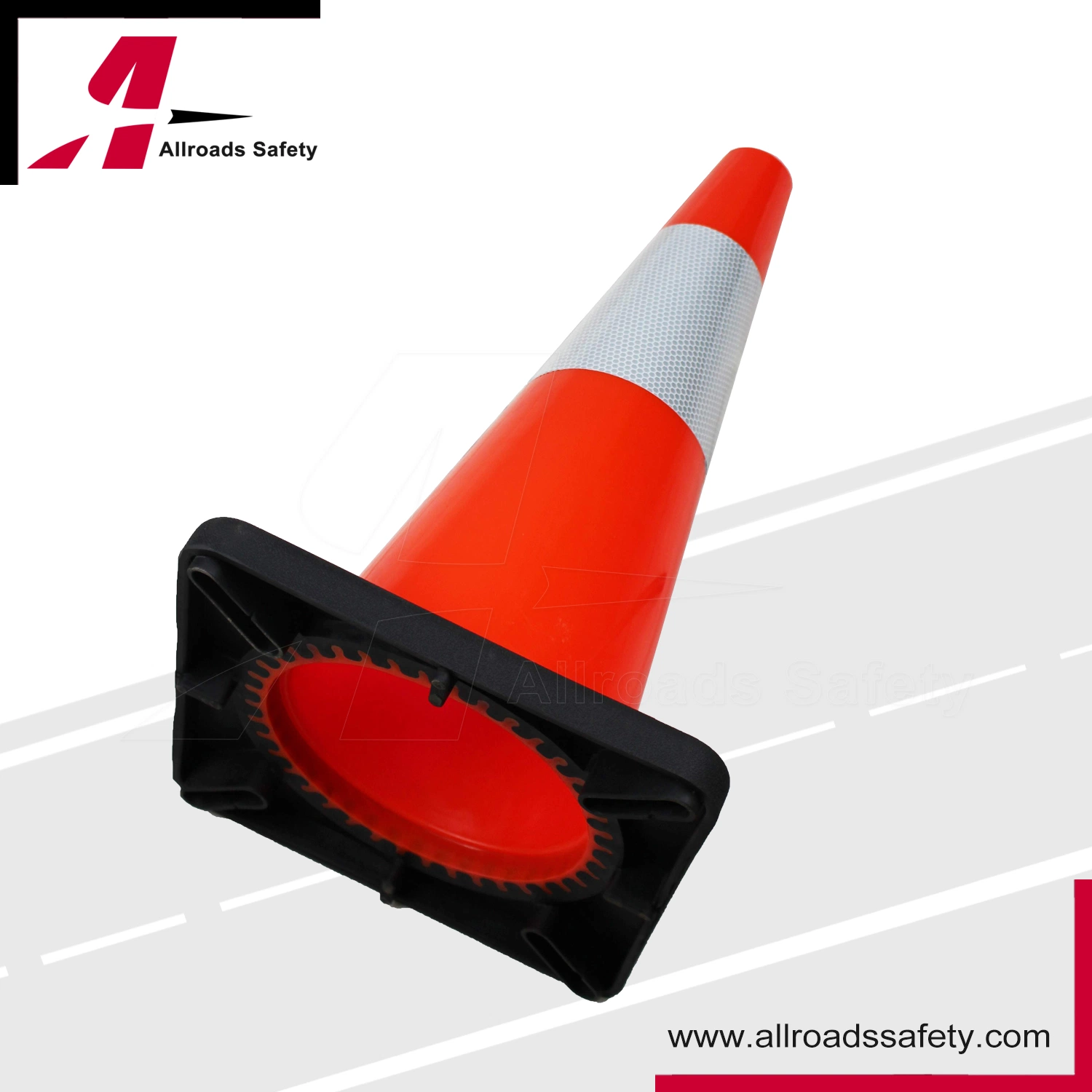 18" Highway Safety PVC Road Barrier Cone with Black Base