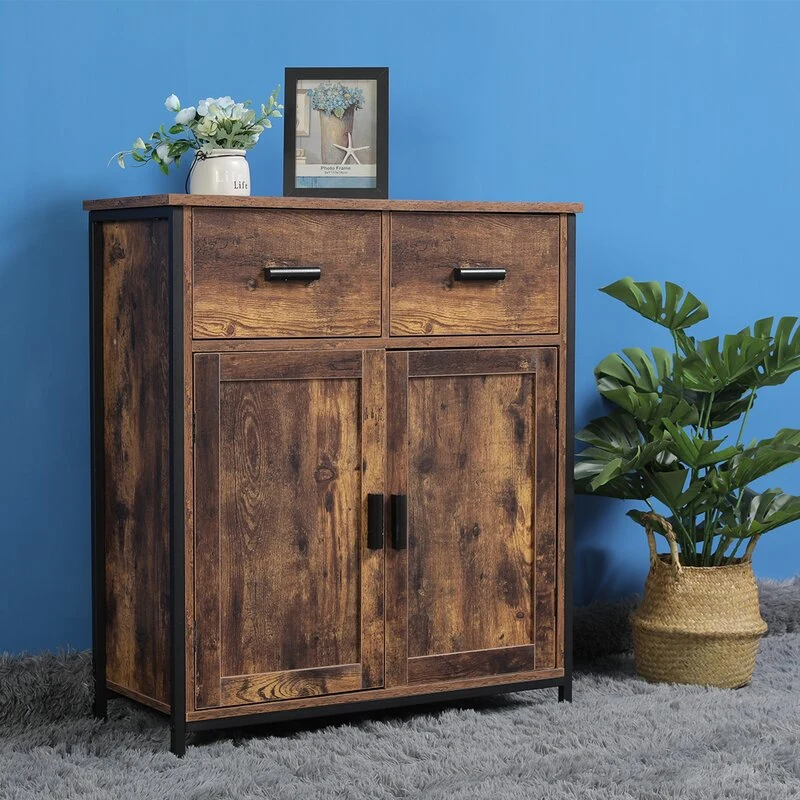 Tall Dresserwith Sturdy Metal Frame Lving Room Cabinet