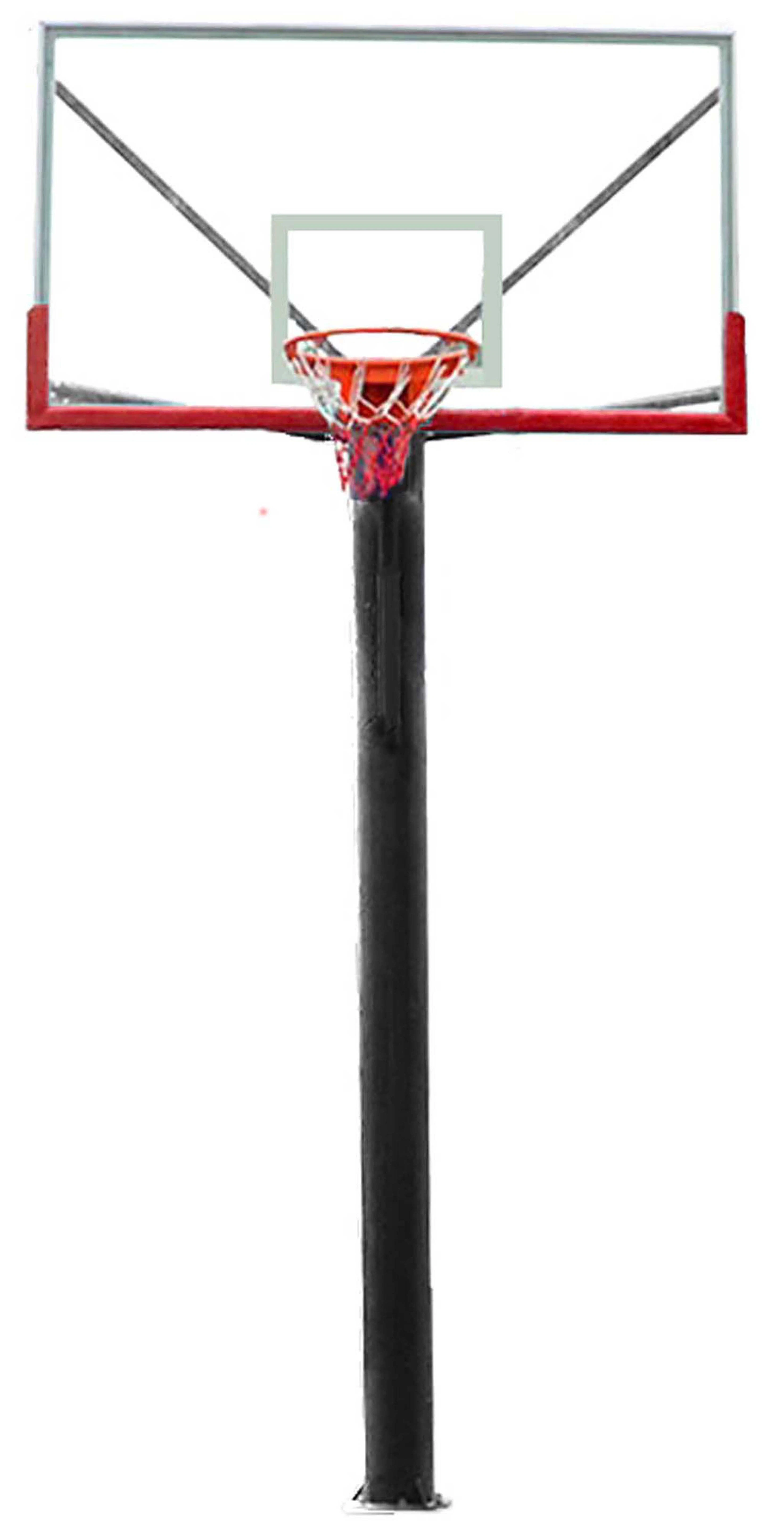 Kt Group in Ground Circular Post Basketball Hoop / Goal / System / Stand Standard with Tempered Glass Backboard