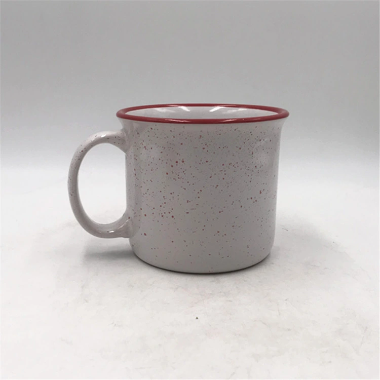 Factory Direct Sales Export North America 14oz Imitation Enamel Vintage Ceramic Cup Custom Logo Star DOT Color Gift Advertising Mug Pottery