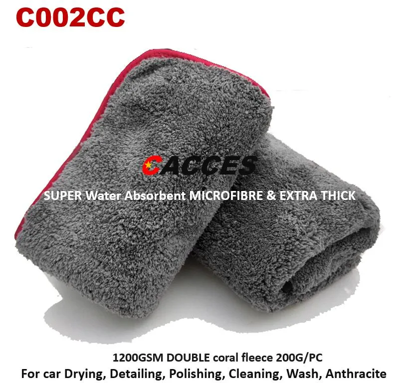 Cacces 3 Super Absorbent Microfibre Thick Plush Cloths 40 X 40 Cm, for Car Drying, Detailing, Polishing, Cleaning, Wash, Anthracite 2021 Car Cloth Best Seller