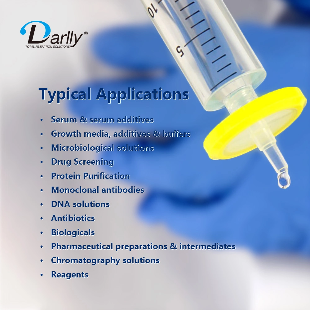 Outer Diameter 25mm / 13mm Syringe Filters Lab Disposables with Pes / PTFE Media 0.22/0.45 Micron, 100 PCS/Pack