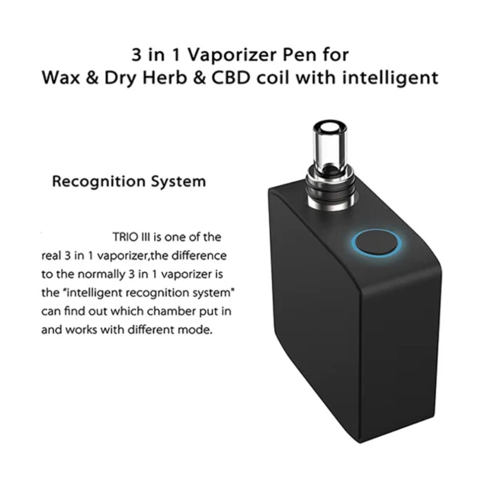 Trío III 3 en 1 Vaporizer de cera dispositivo de fumar Flor Electronic Cigarette Pipe Wax Crack Vaporizer Wholesale Herb VAPE Tabaco Dispositivo de calefacción