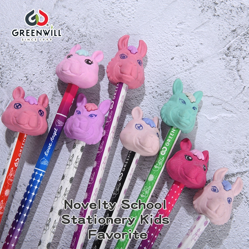 Promotion d'usine papeterie Cartoon 3D Alpaca Panda Unicorn Toucan Design Gomme à effacer pour surmontoir crayon (GW188)