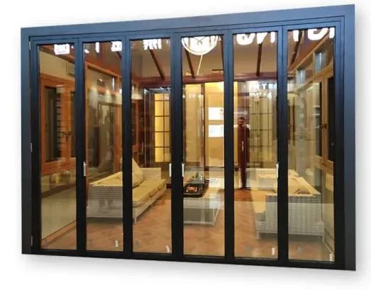 Australia Standard Aluminium Black Frame Fireproofing and Soundproof Double Glass Bi Folding Doors