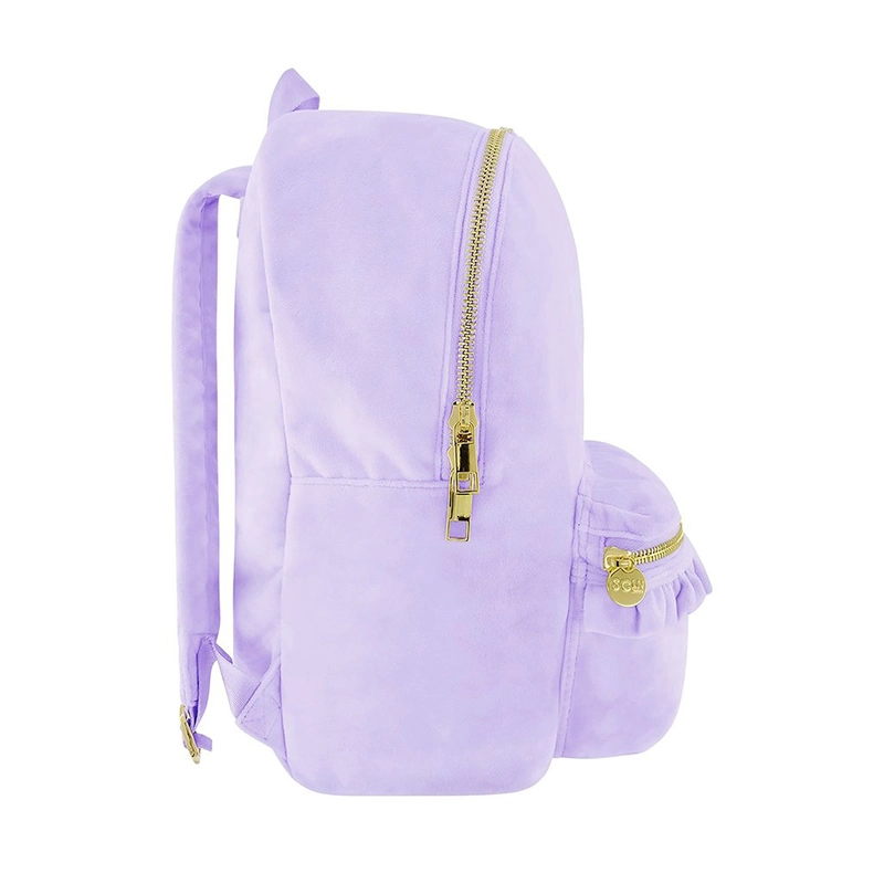 Wholesale/Supplier Candy Color Small School Women Mini Pink Ruffle Velvet Backpack