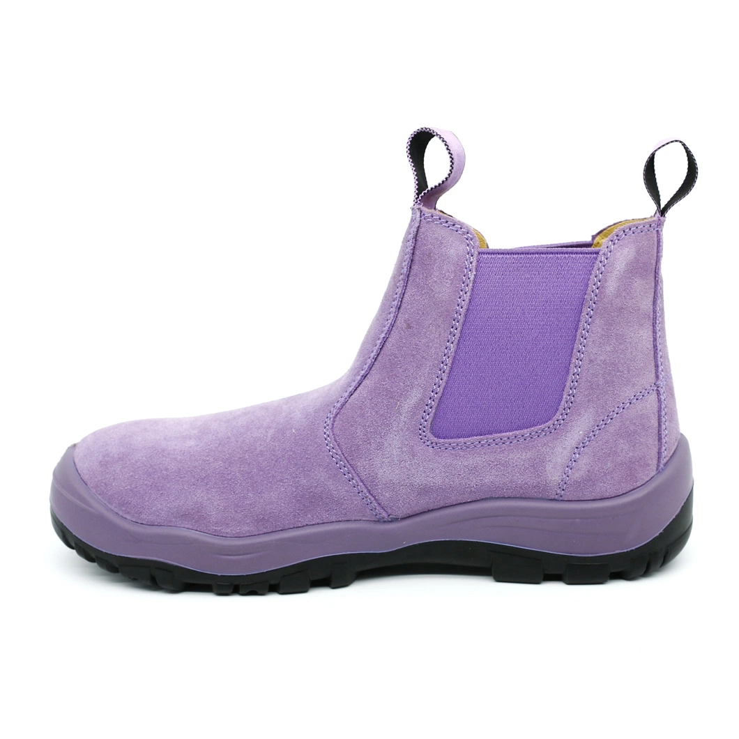 Cow Suede Purple Color Steel Toe PU Pouring Safety Footwear Shoe