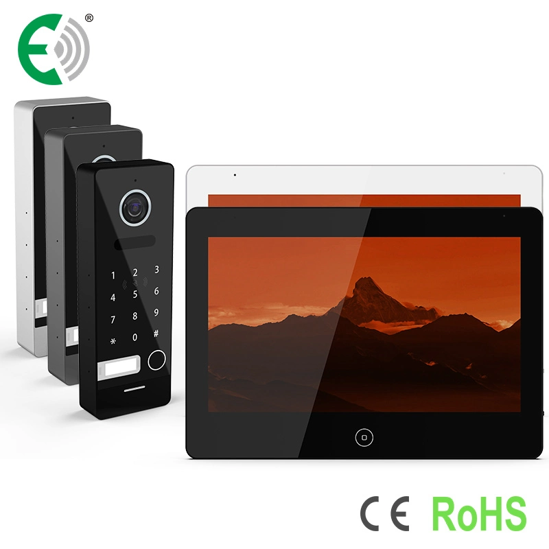 4-Wire 10.1" HD Touch Screen Home Security Video Doorphone with IP66 Password Unlock Doorbell