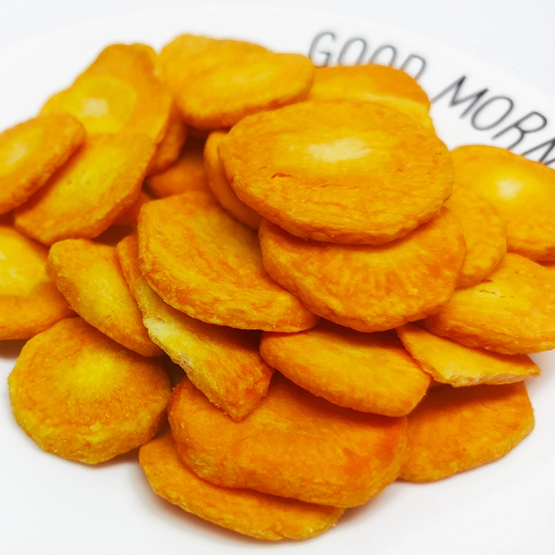 China Proveedor de alimentos 100% natural y fresco aroma de hojuelas fritas vacío Chips de zanahoria