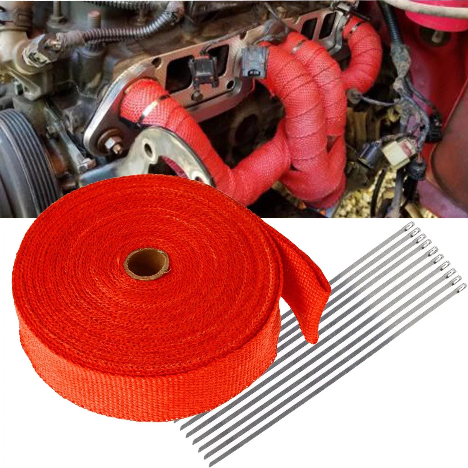 Heat Wrap Resistant Fireproof Insulating Cloth for Motorcycle Car with 4 Stainless Steel Ties