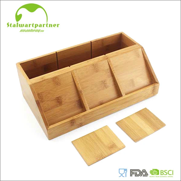 Natural Bamboo Desktop Mobile Phone Business Card Storage Box