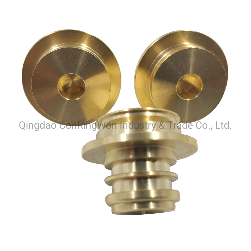 CNC Turning Brass Part for Power Cable Connector, 24K Gold-Plated