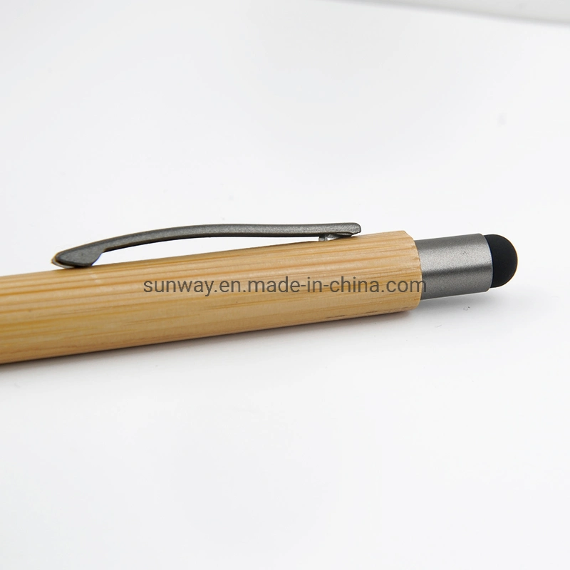 Commerce de gros de promotion de l'écran Eco Friendly Bamboo Touch Stylus Stylo à bille