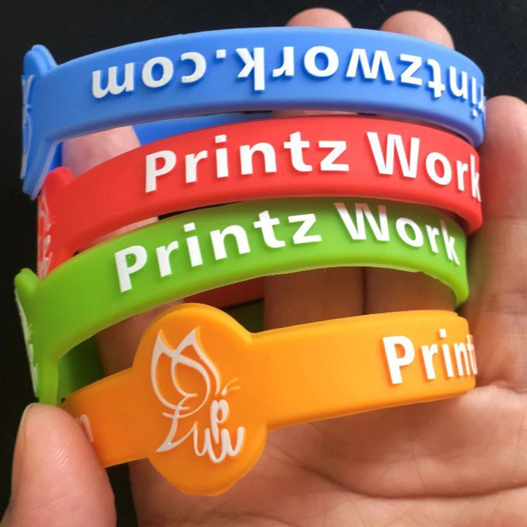 Factory Price Customize Any Color Print or Embossed Color Filled Silicone Bracelets