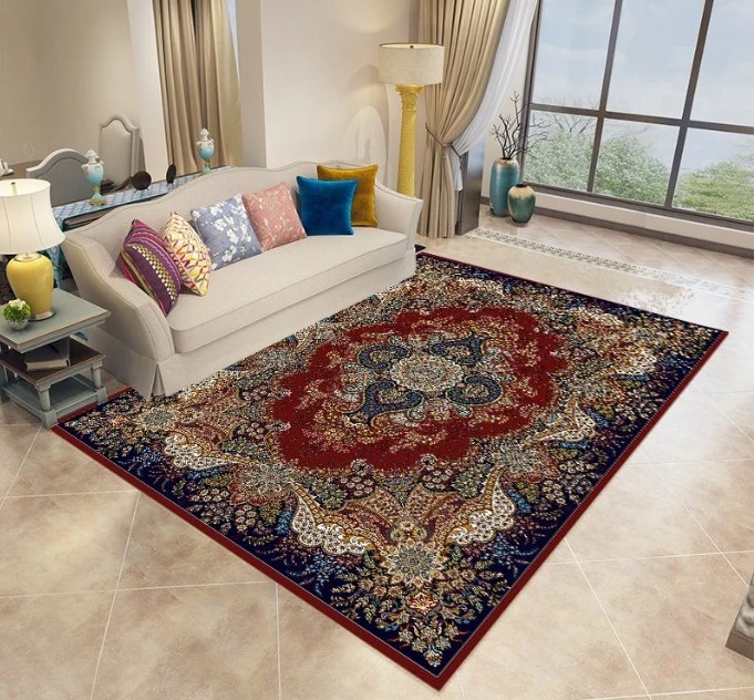 Beau tapis de sol en velours pour le salon, tapis de sol en carrelage, style persan, tapis imprimé en 3D.