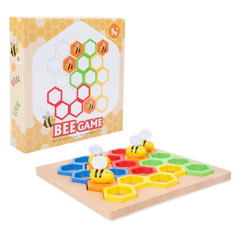 Wooden Puzzle Bee Hive Toy Catching Bees Game Toy