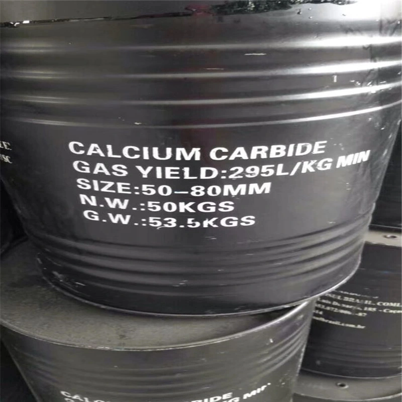 25-50& 50-80mm 295L-315L/Kg Calcium Carbide with 100kg/Drum 50kg/Drum