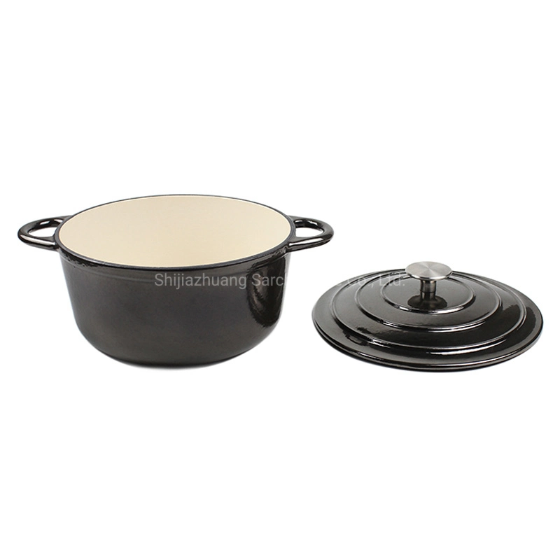 Ferro Fundido Esmaltado Ovenproof Nonstick cinza do forno Holandês com tampa resistente