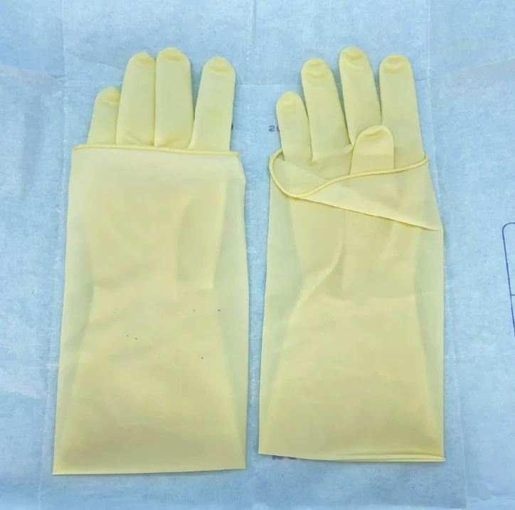 Textured 18 Inch Long Cuff Natural Rubber Gynecological Elbow Length Powder Free Sterile Latex Sterile Surgical Gloves