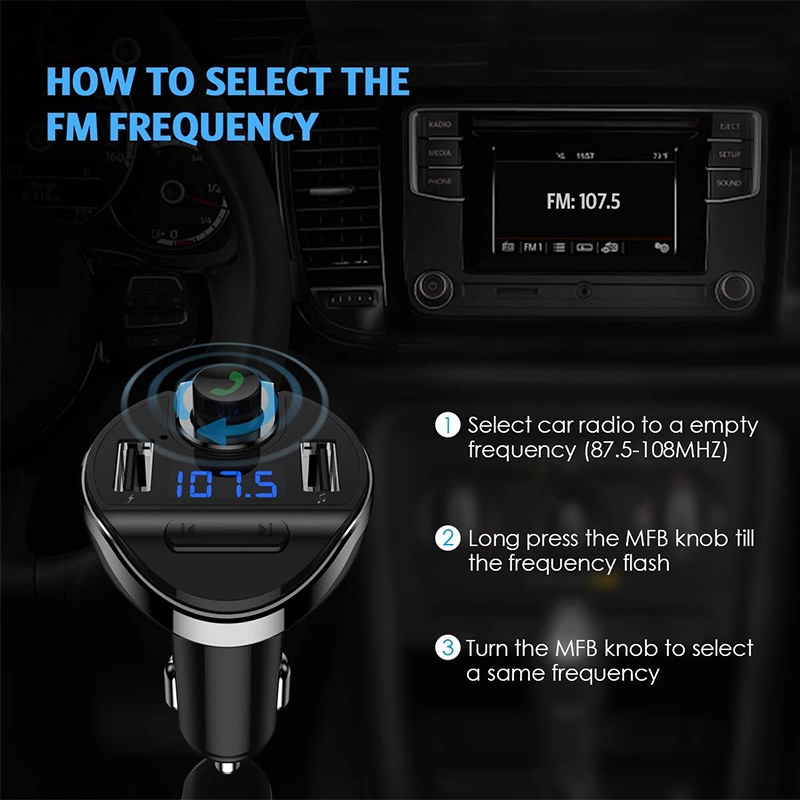 Transmisor FM llamada manos libres modulador FM inalámbrico puertos USB dobles Coche MP3 Radio Player Accesorios de coche