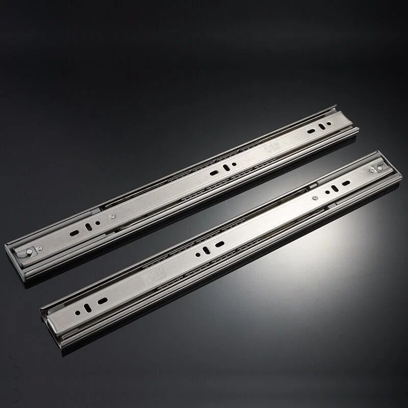 Black Zinc Plated Three-Section Kitchen Cabinet Drawer Slides Steel Ball Track Silent Track Cabinet Side Installed Guide Rails