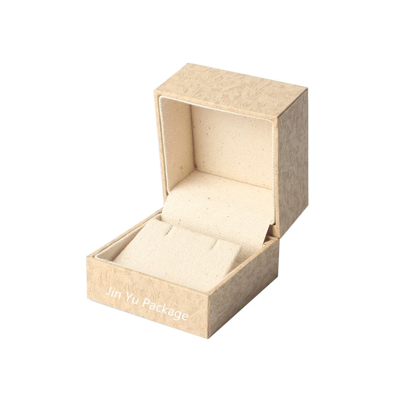 Elegante Creme Burlap Holz Leder Papier Geschenkschmuck Verpackung Box