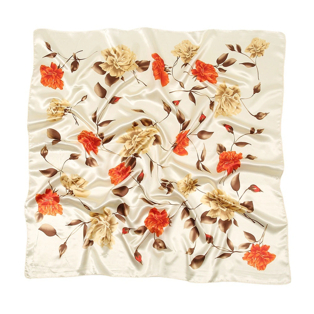 Patrón de flores Plantas Venta caliente 90*90cm cuadrados decoración moda casual Dama de seda bufanda