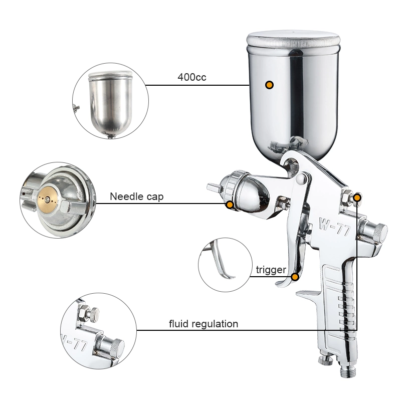 W-77g Hochdrucksprühpistole 1,5mm Düse 400cc Paint Cup Spritzpistole Für Autolackierung