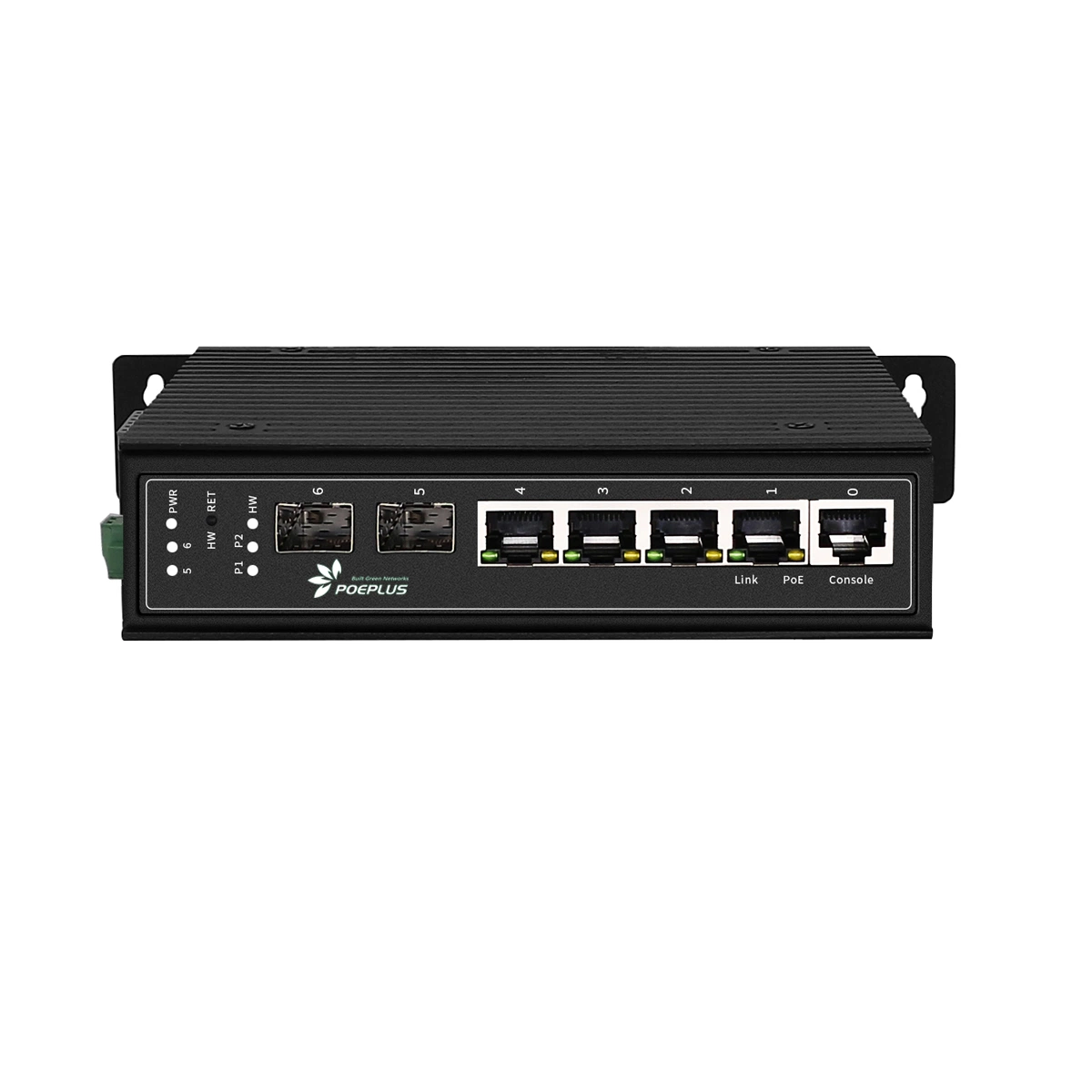 2*Auto Poe 24V/48V +2*Af/at/Bt Total 4 Port Industrial Network Switch with Relay