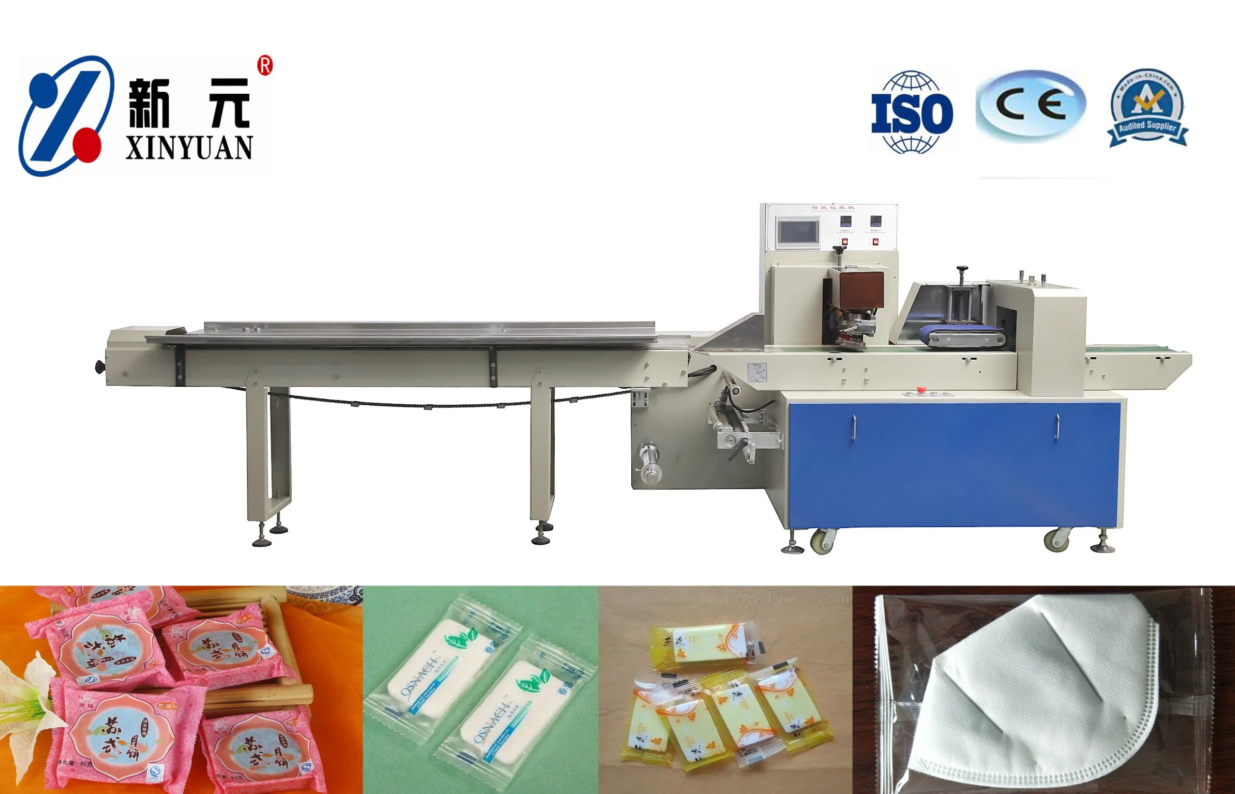 Automatic Horizontal Pillow Type Flow Food Packing Face Mask/Biscuit/Wafer/Cookie/Bread Full Servo Automatic Flow Muti-Function Wrap/Packing /Packaging Machine