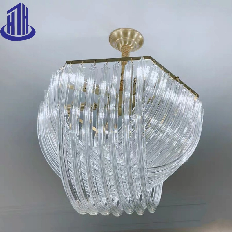 E14 D30/50/65/80 cm lustre de cristal pendente nórdico de luxo em forma de U (3001)