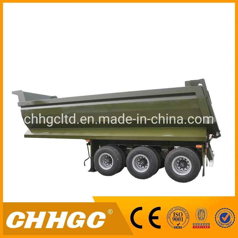 Open Top Container Van Type Dump Semi Trailer Rear Tipping Trailer for Construction Project