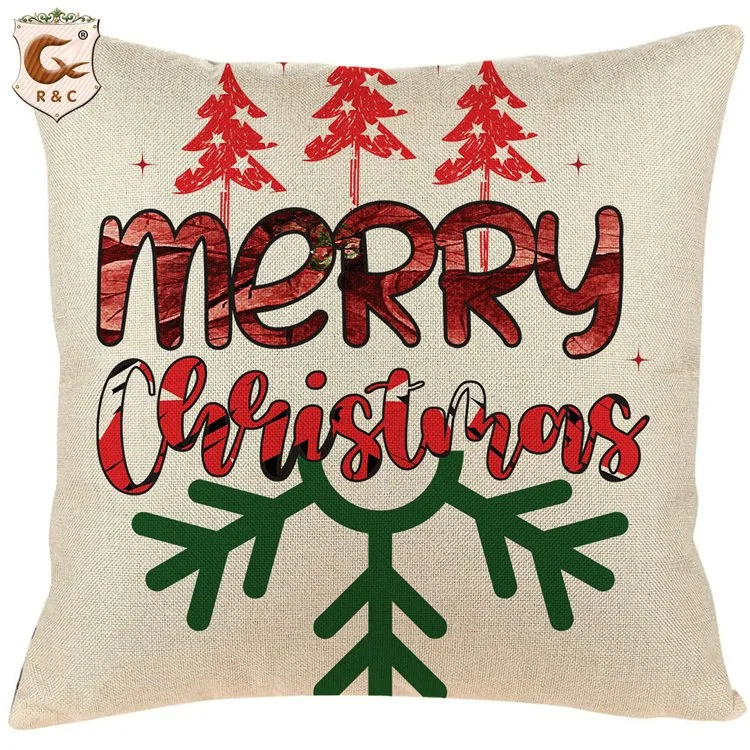 Printed Linen Happy New Year Pillow Case Cover