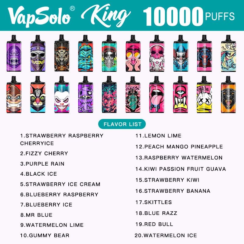 Vapsolo King Großhandel/Lieferant Günstige Vape Preis Einmal Puff 10000 12K wiederaufladbarer Hookah-Stift mit Vape