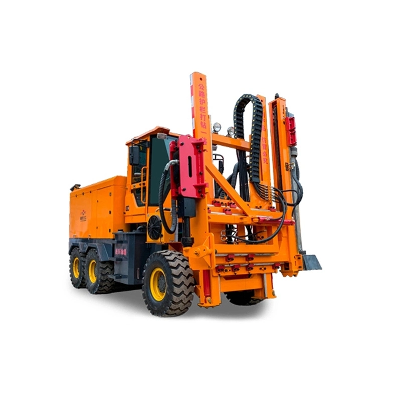 Guardrail Pile Driver Wheeled Highway Guardrail Drilling Machine Vibro Machine Piling Machine for Sale