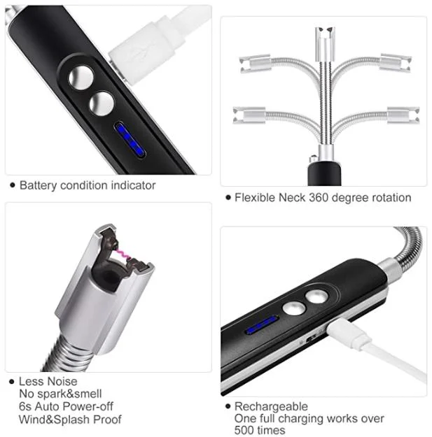 USB Lighter with Upgraded LED Battery Display Safety Switch Rechargeable Flameless Plasma Windproof Pocket Size for Candle Cooking Bbqs Fireworks