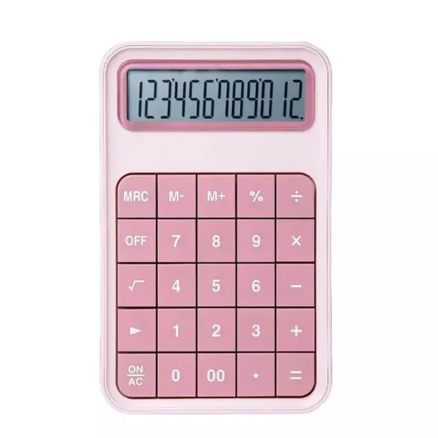 Cute 12 Digit Promotional ABS Custom Logo Desk Top School Student Electronic Simple Calculator