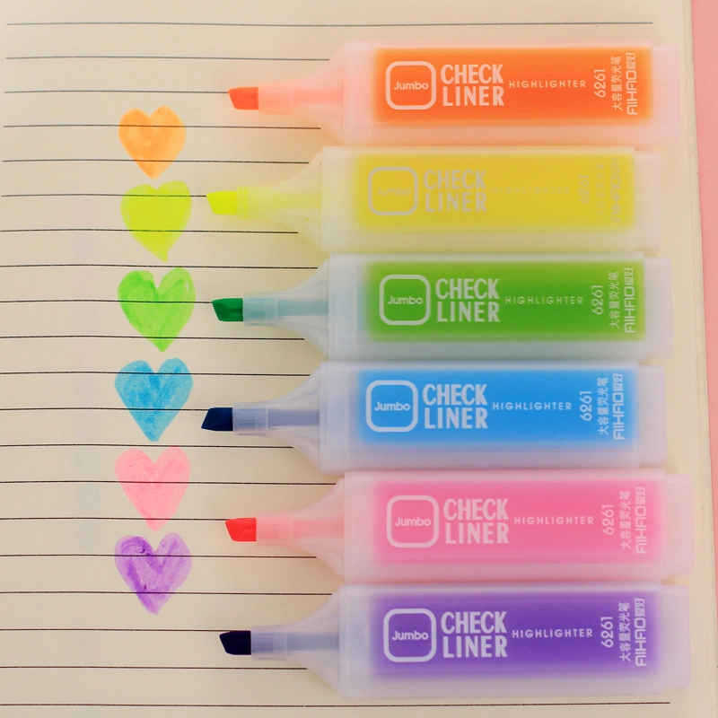 Factory Price Large Volume Candy 6 Color Highlighter Marker for Students