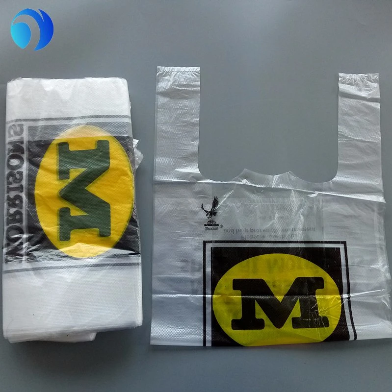 Fashion Custom Printing T-Shirt Bag Designer Shopping Plastic Bags for Food Packaging