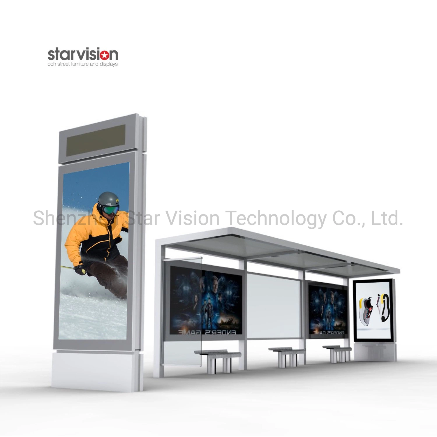 Metal Structure Bus Shelter Design Supplier Advertising Bus Stop Manufacturer