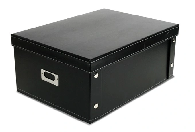 Negro de cuero de PU plegable Caja de almacenamiento de archivos