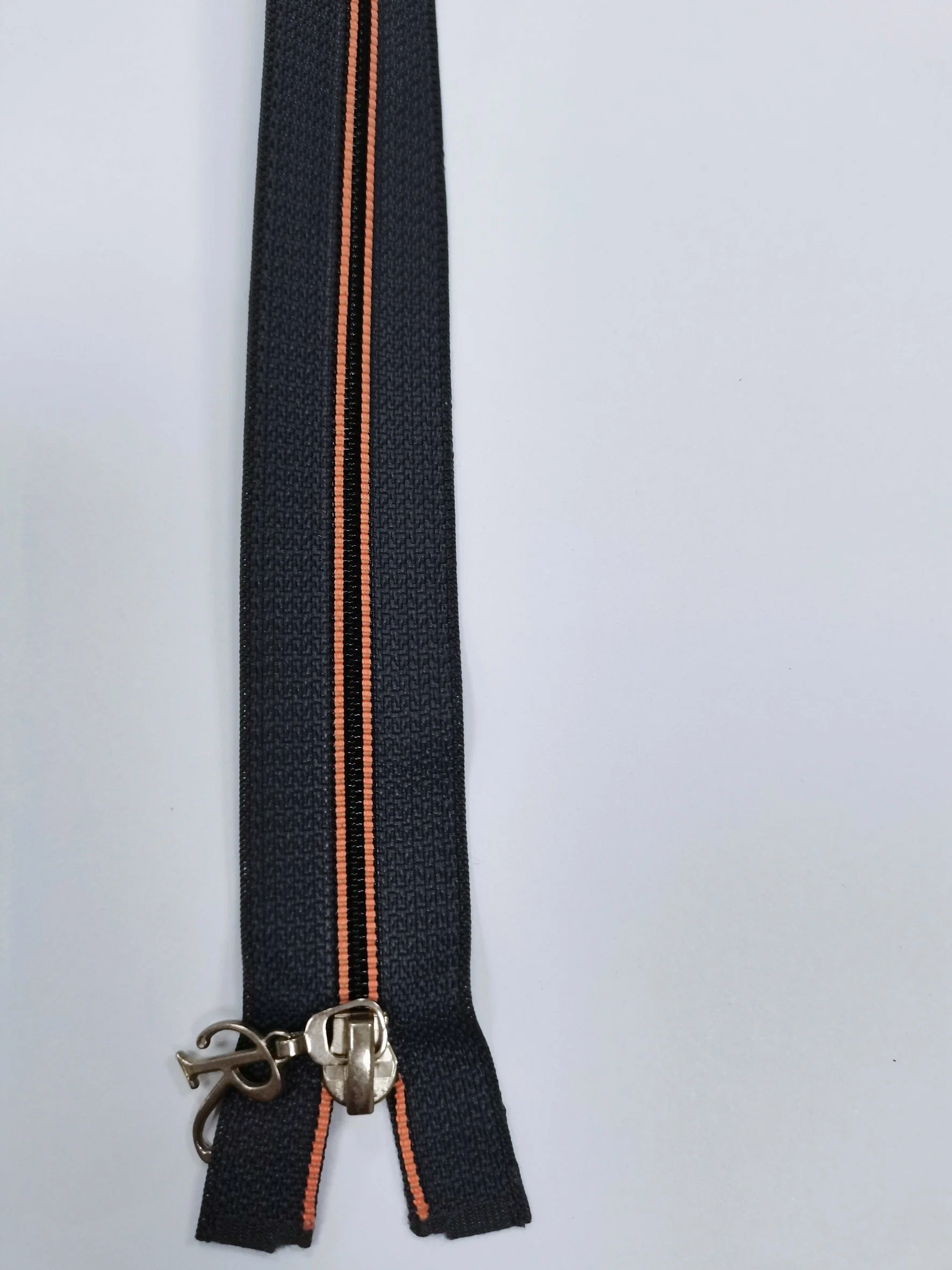 No. 7 Nylon Open End Zipper with Dull Polish Plating Auto-Lock Slider