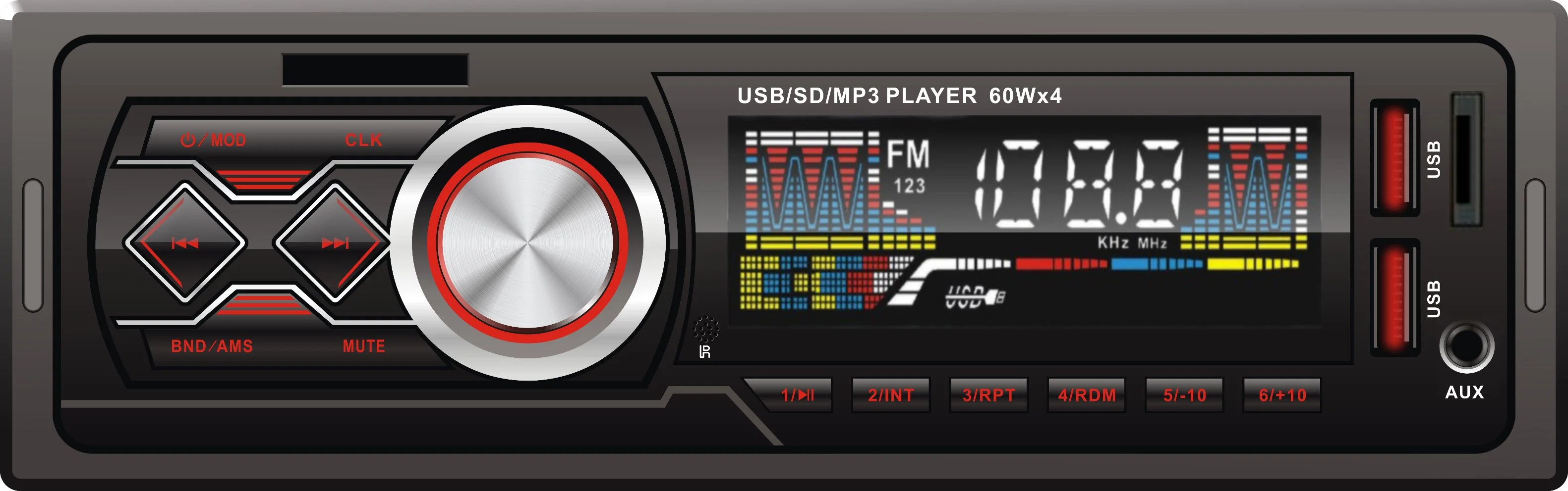 Автомобильная АС Автомобильный MP3 плеер Автоаксессуары Фиксированная панель автомобиль Радиоприемник с 2 USB-входом