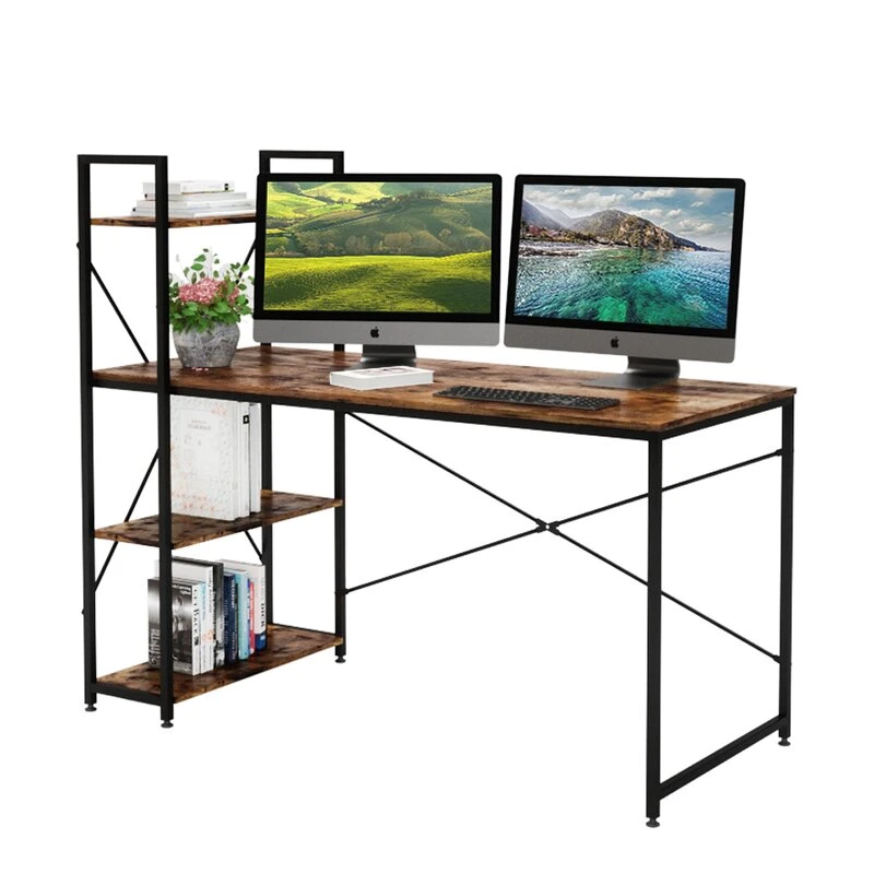 4 Tier Shelves Wood Office Desk