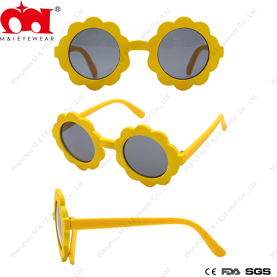 Sunflower Round Shape Plastic Antisikd Cute Funny Kids Sunglasses (YG610009B)