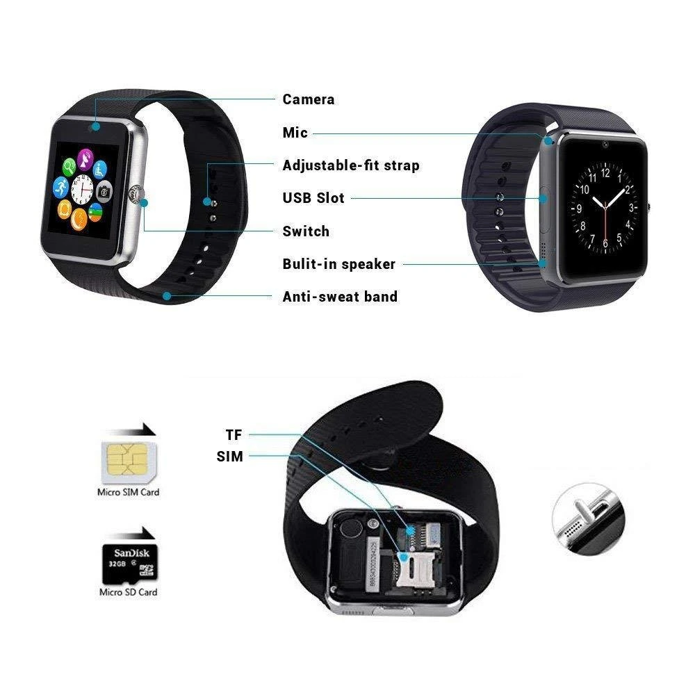 High quality/High cost performance Smartwatch, Clock Sync Support SIM TF Card Connectivity Phone Gt08 Smart Watch