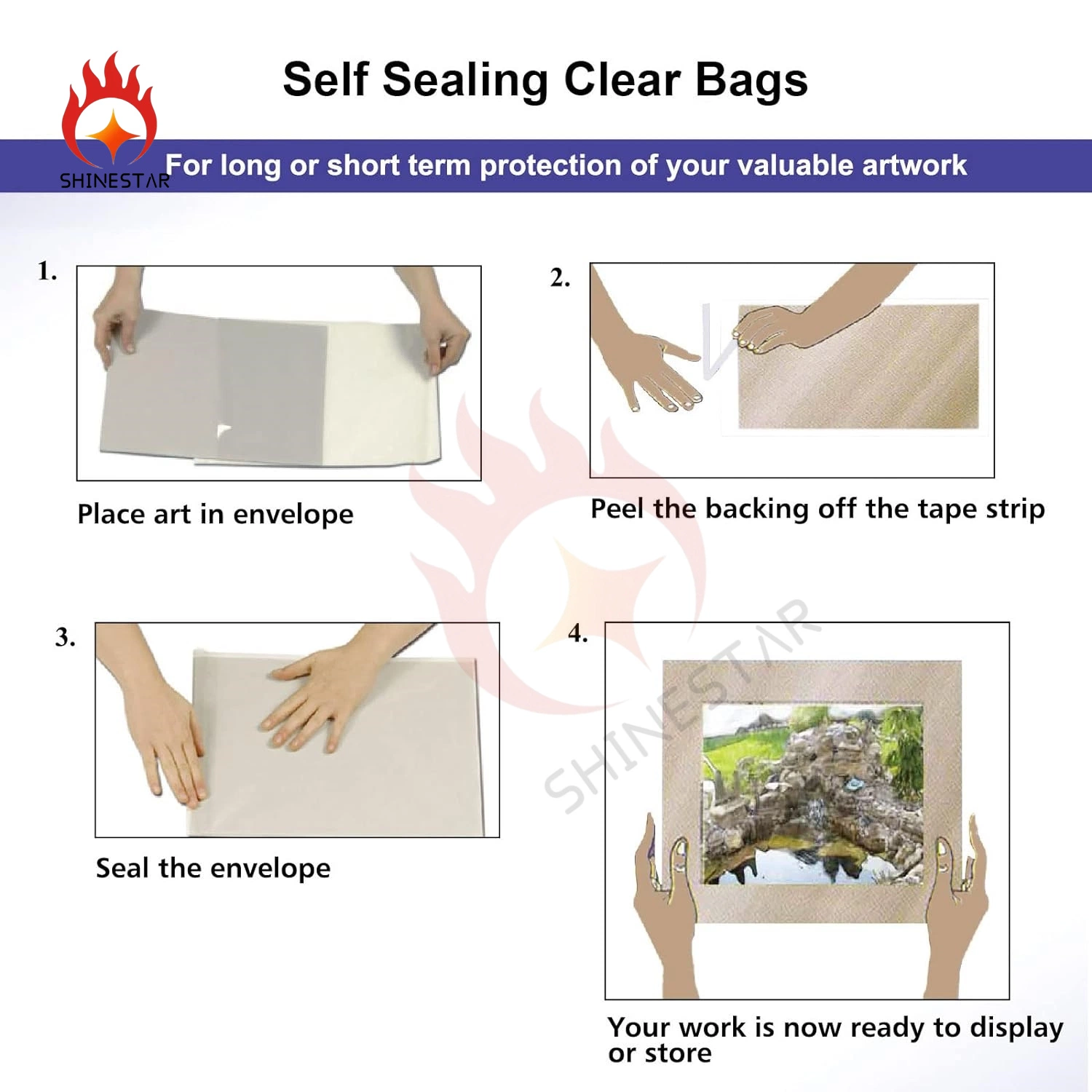 Sealed Clear Plastic Packaging Customizable Size Bags for Art Prints, Photos Packing