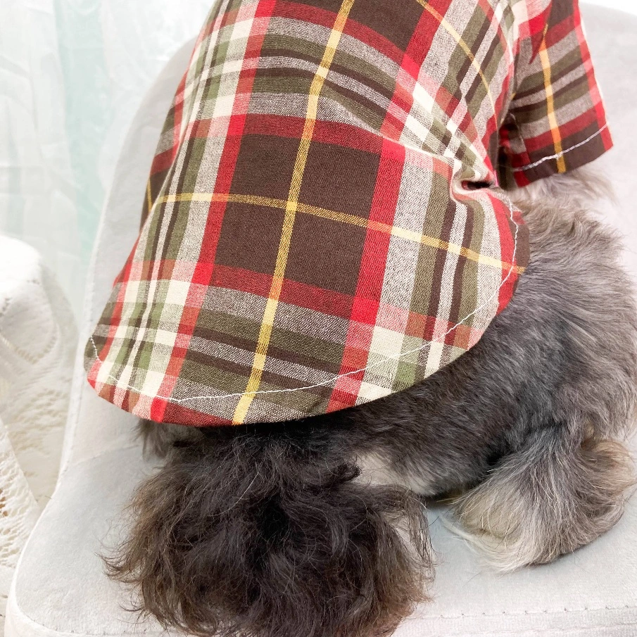 Popular Summer Style Plaid Pattern Customize Pet T-Shirt Clothes