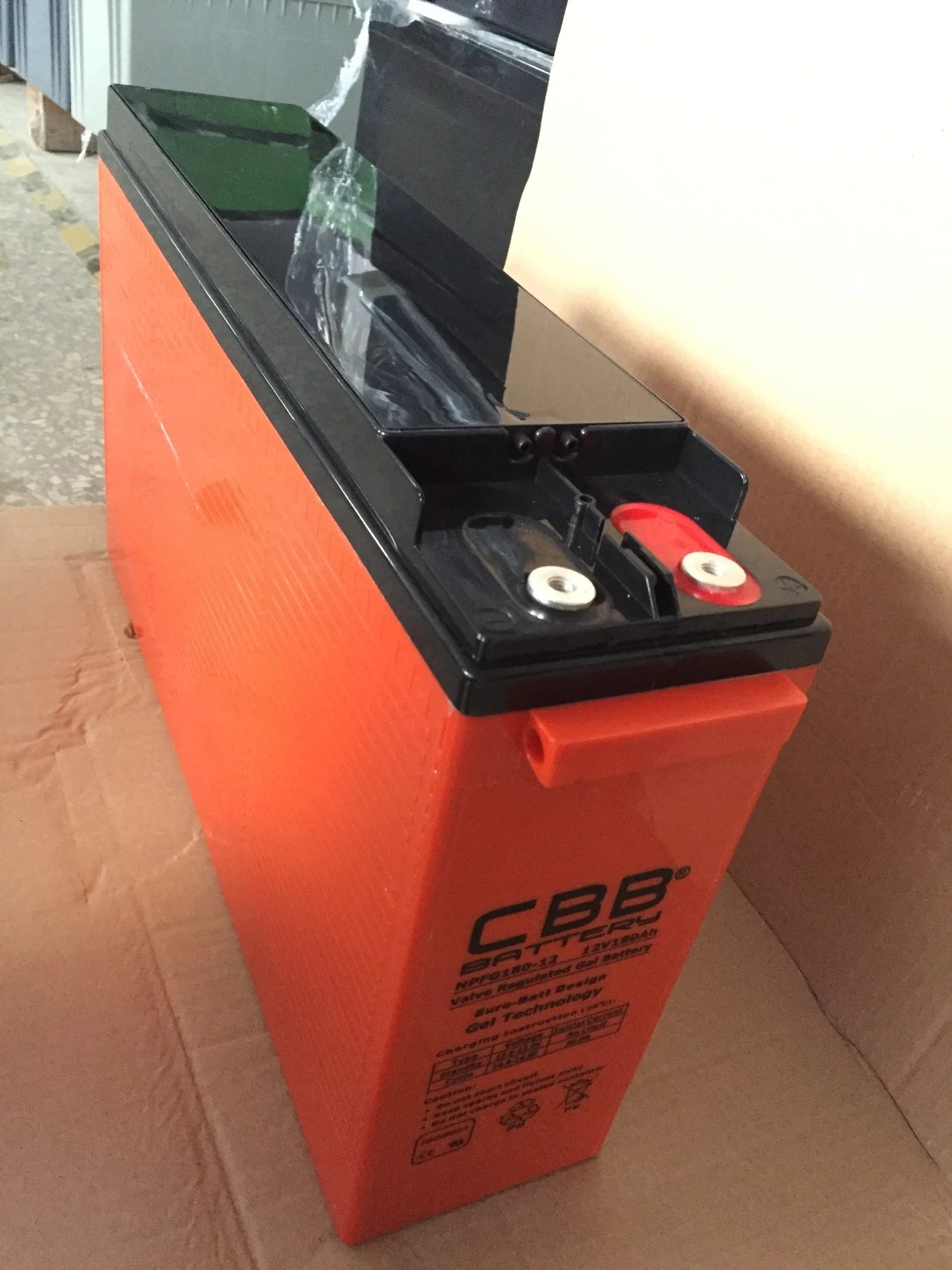 Slim Front Terminal 12V180ah Gel Deep Cycle Telecom Battery