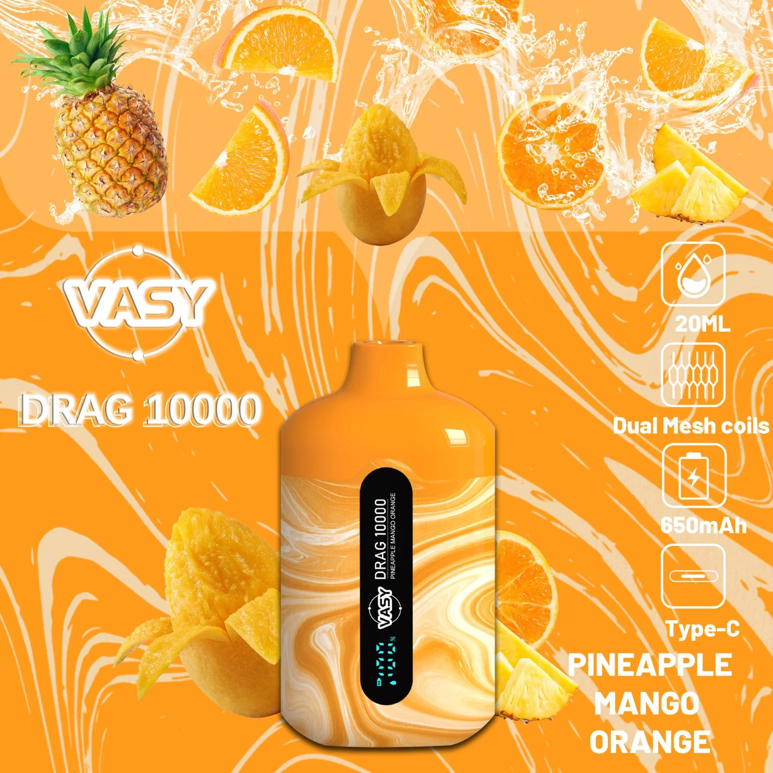 Vasy Drag 10000 Puff Wholesale/Supplier Disposable/Chargeable E Cigarette Vape with Dual Mesh Core Smart Screen